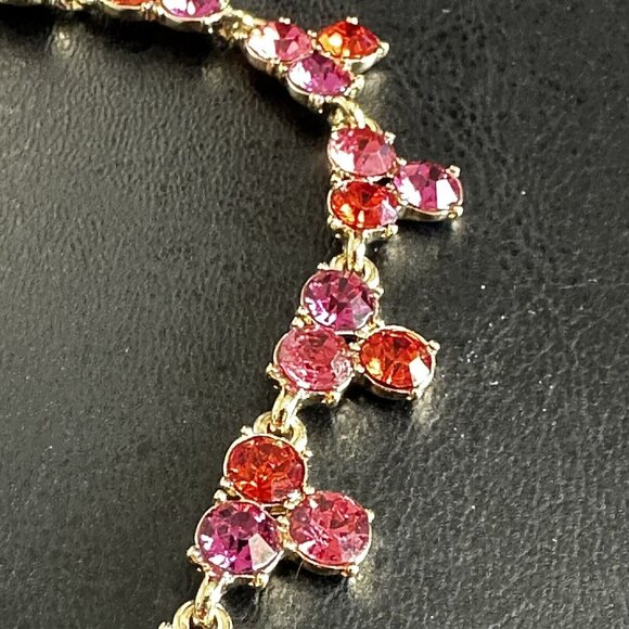 Ann Taylor LOFT Rhinestone Crystal Collar Necklace Sparkling Stones Pink Orange - Picture 4 of 5